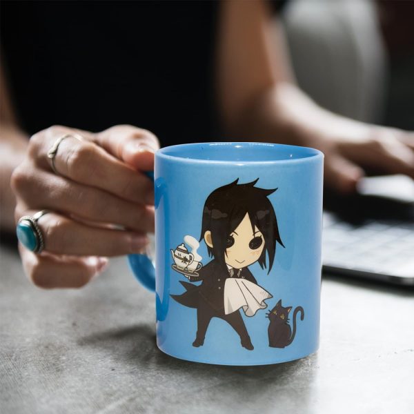 Black Butler Mug | Black Butler Chibi Sebastian and Cat Coffee Mug Hot on Sale - Image 5